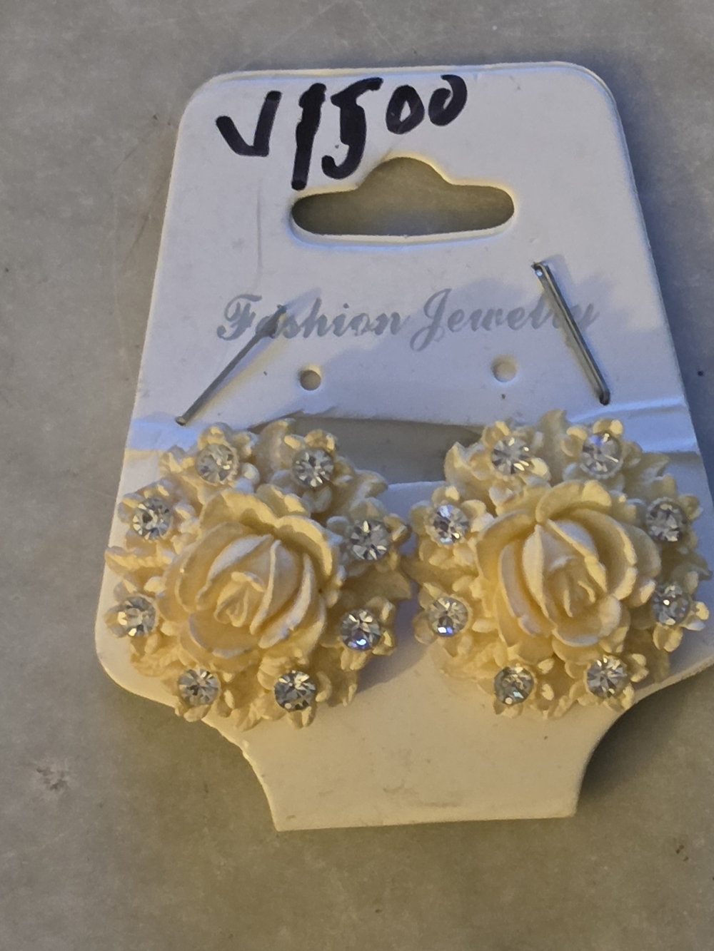 Beautiful Vintage Carved Flower Clip On Earrings